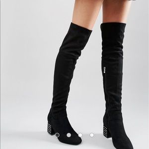 ASOS Over the Knee boots with studded heels